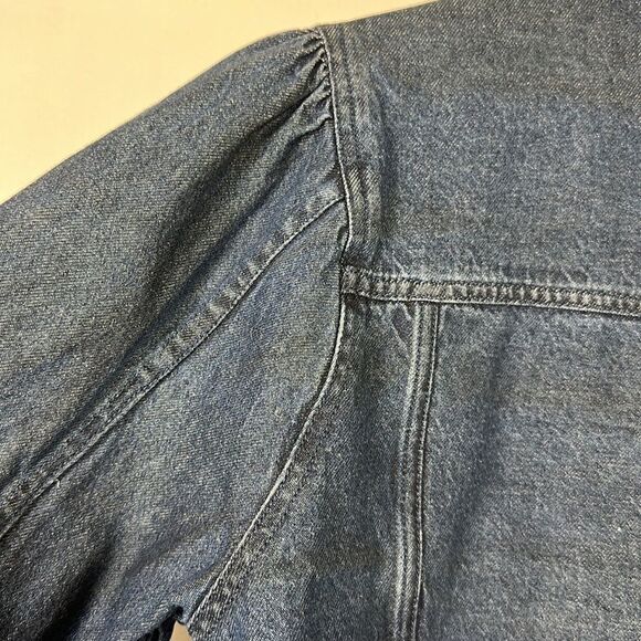 BISHOP + YOUNG Women’s Raw Hem Cropped Denim Jean Jacket Blue Size Medium - Picture 11 of 13